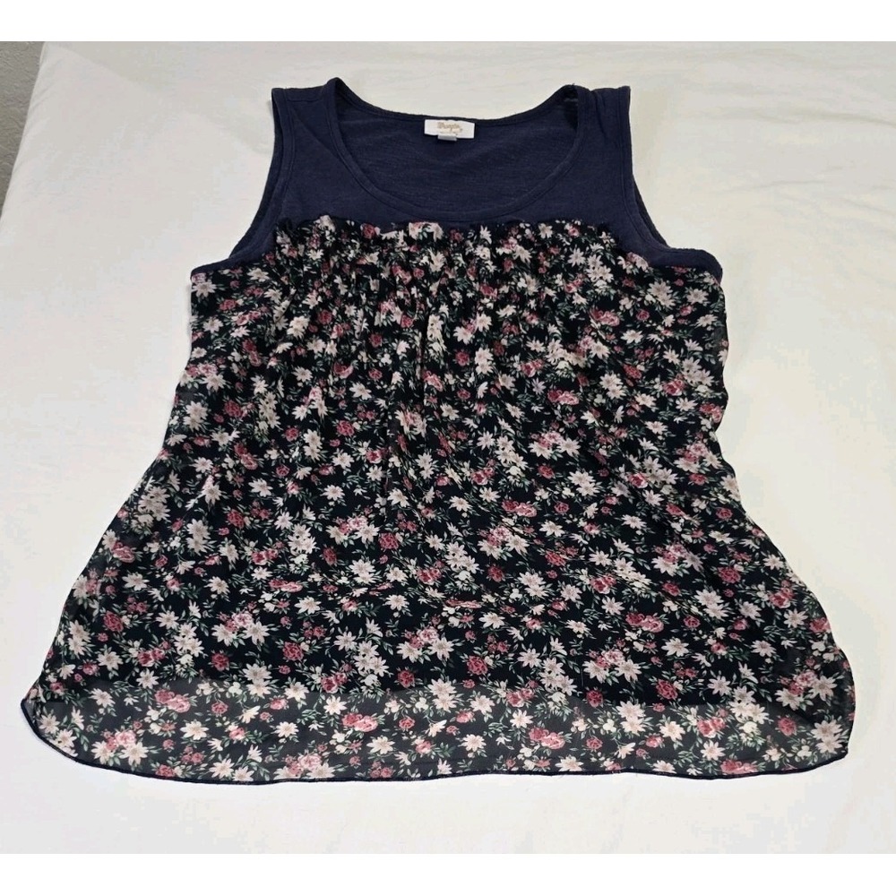 Wrangler Women's Large Tank Top‎ Navy Blue Floral